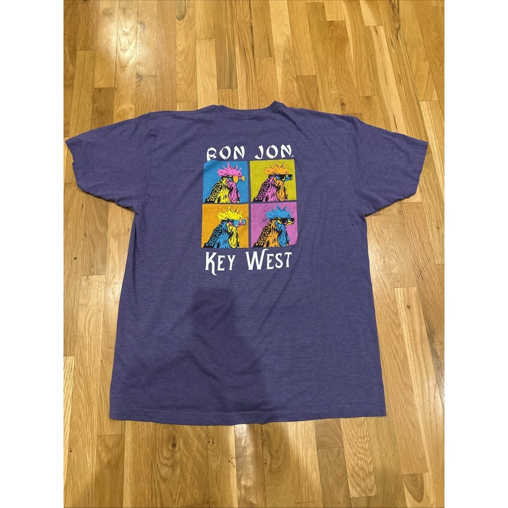 Ron Jon Surf Shop Key West Shirt Men's Size 2XL Rooster T Shirt Blue‎